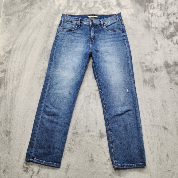 Whetherly Jeans Womens 29/8 Blue Brandon Distressed High Rise Ankle Straight Leg - Picture 1 of 15